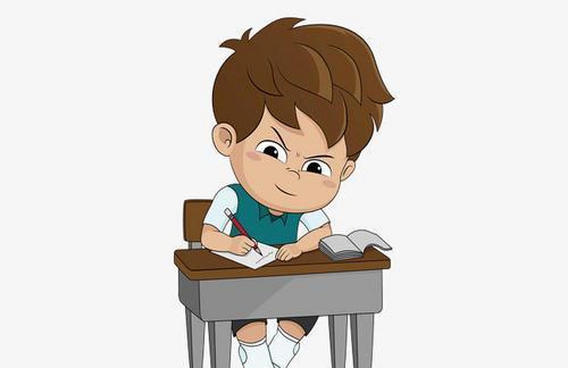 网友:儿子拿着作业本让爸爸检查.