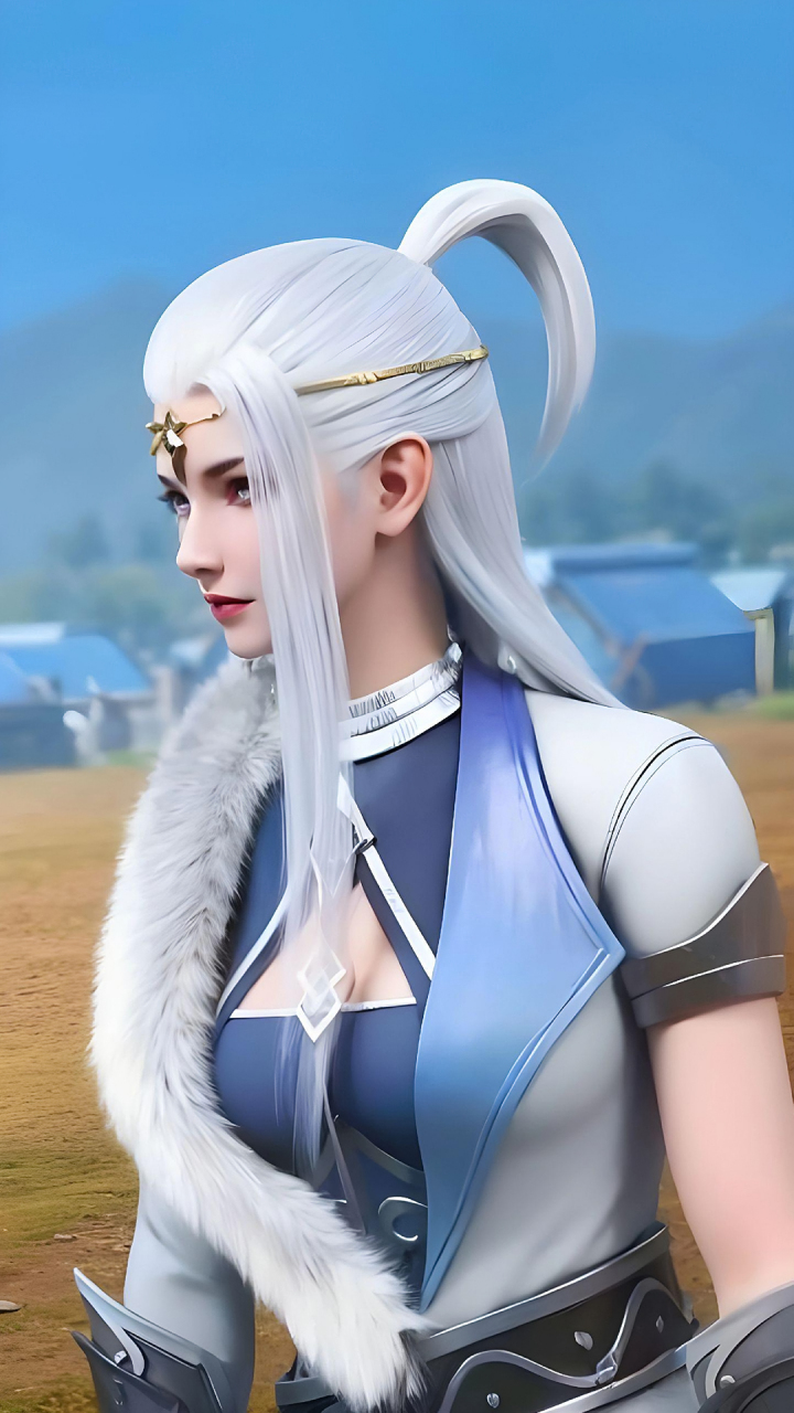 国漫女神|《神澜奇域无双珠》冷岚4k超清手机壁纸:蓝域自由国度雷城中