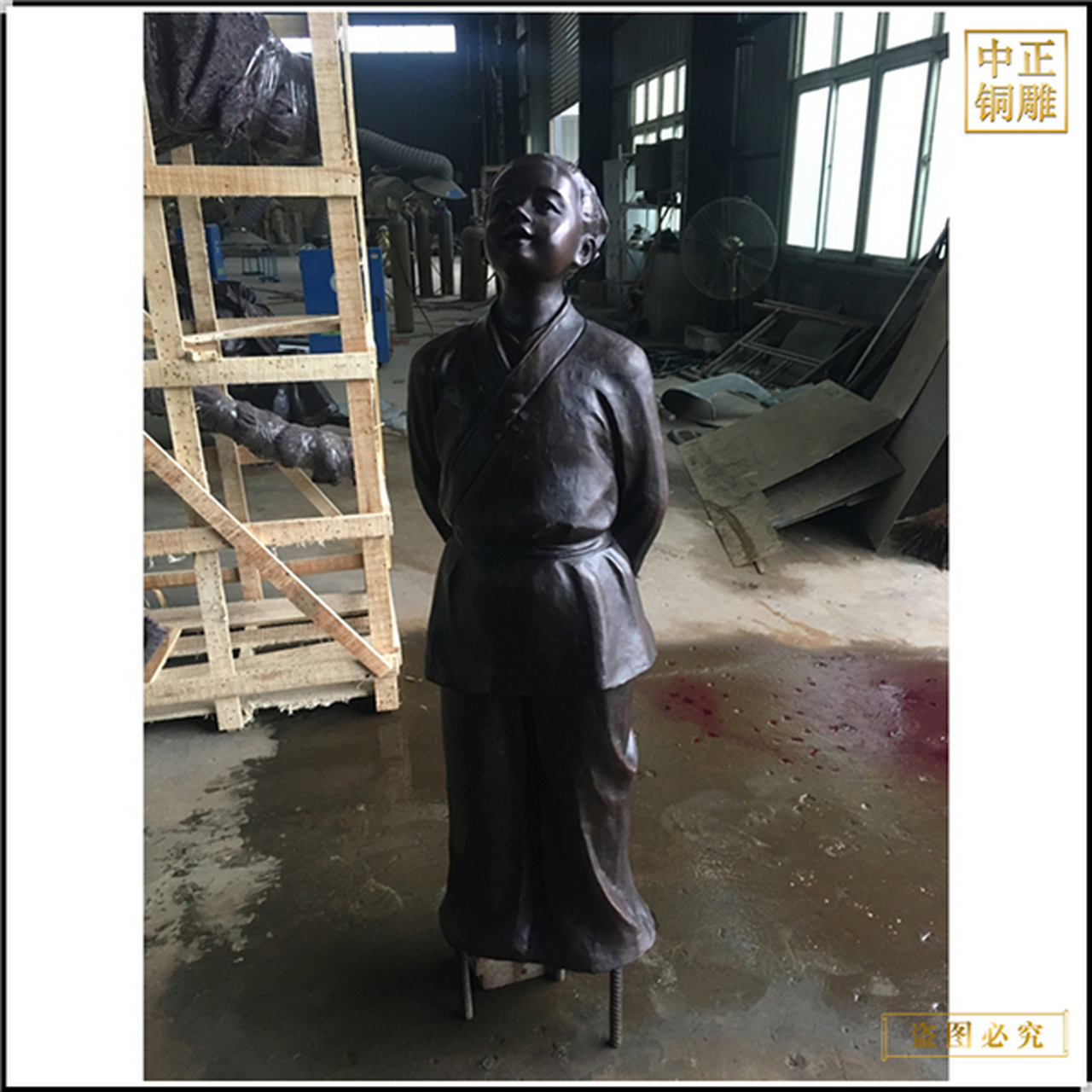 公园古代人物铜雕 古代教书先生铜像铸造 磨豆浆古代人物雕塑 在人物