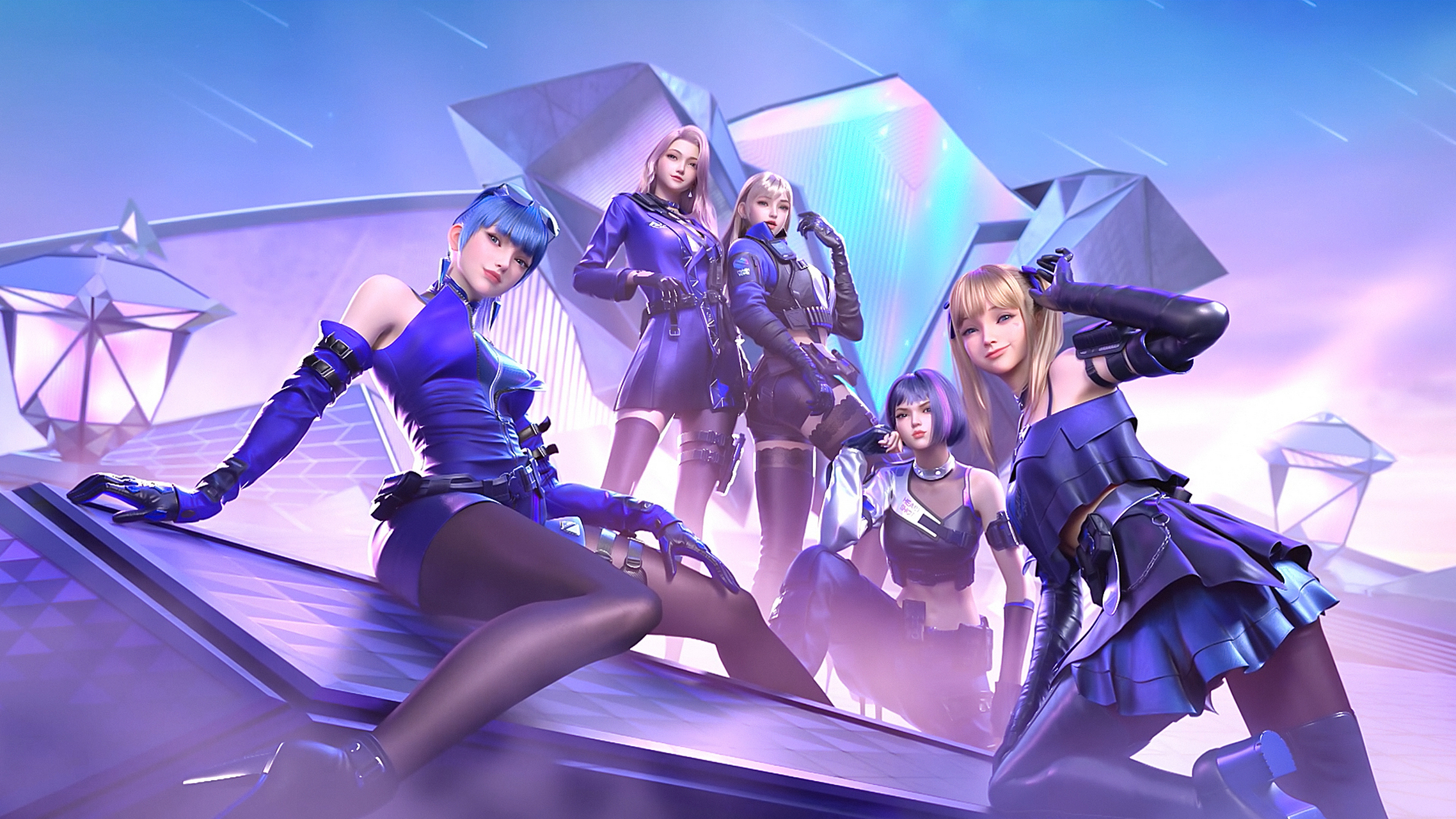 动漫女神|cf穿越火线高清壁纸:heartshot电竞女子战队由五位青春少女