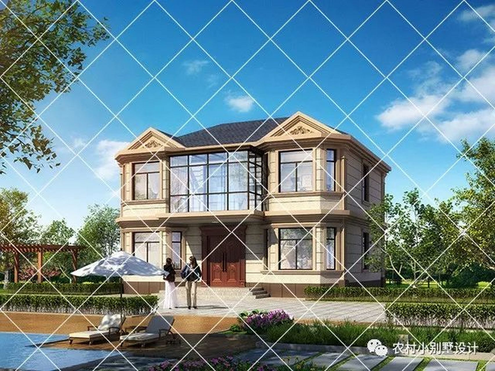 9款小而美100平2层济时尚农村自建房别墅 小而美的100平2层半经济时尚