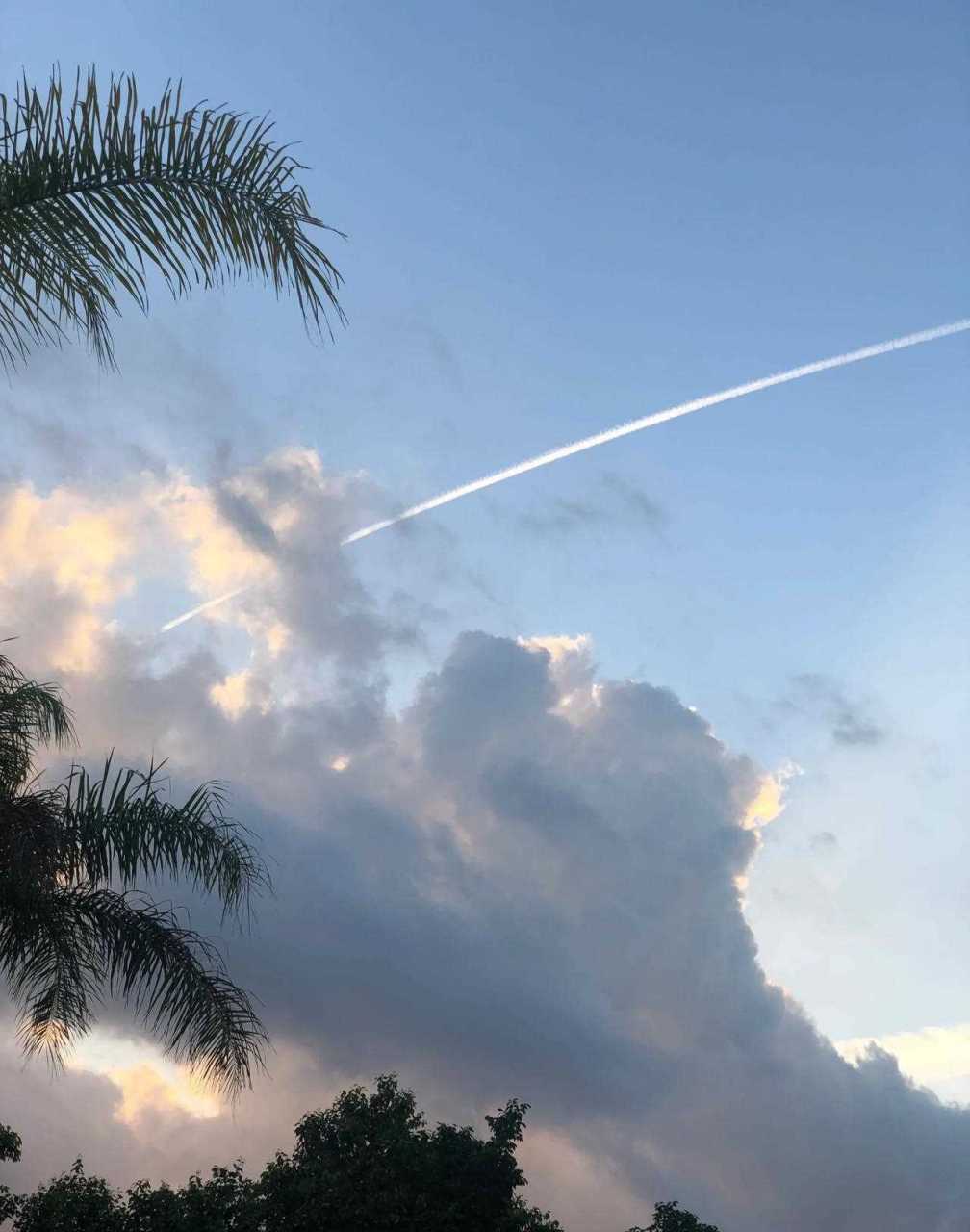 飞机划过留下的尾迹云 是我们对天空的眷恋 [抠鼻]