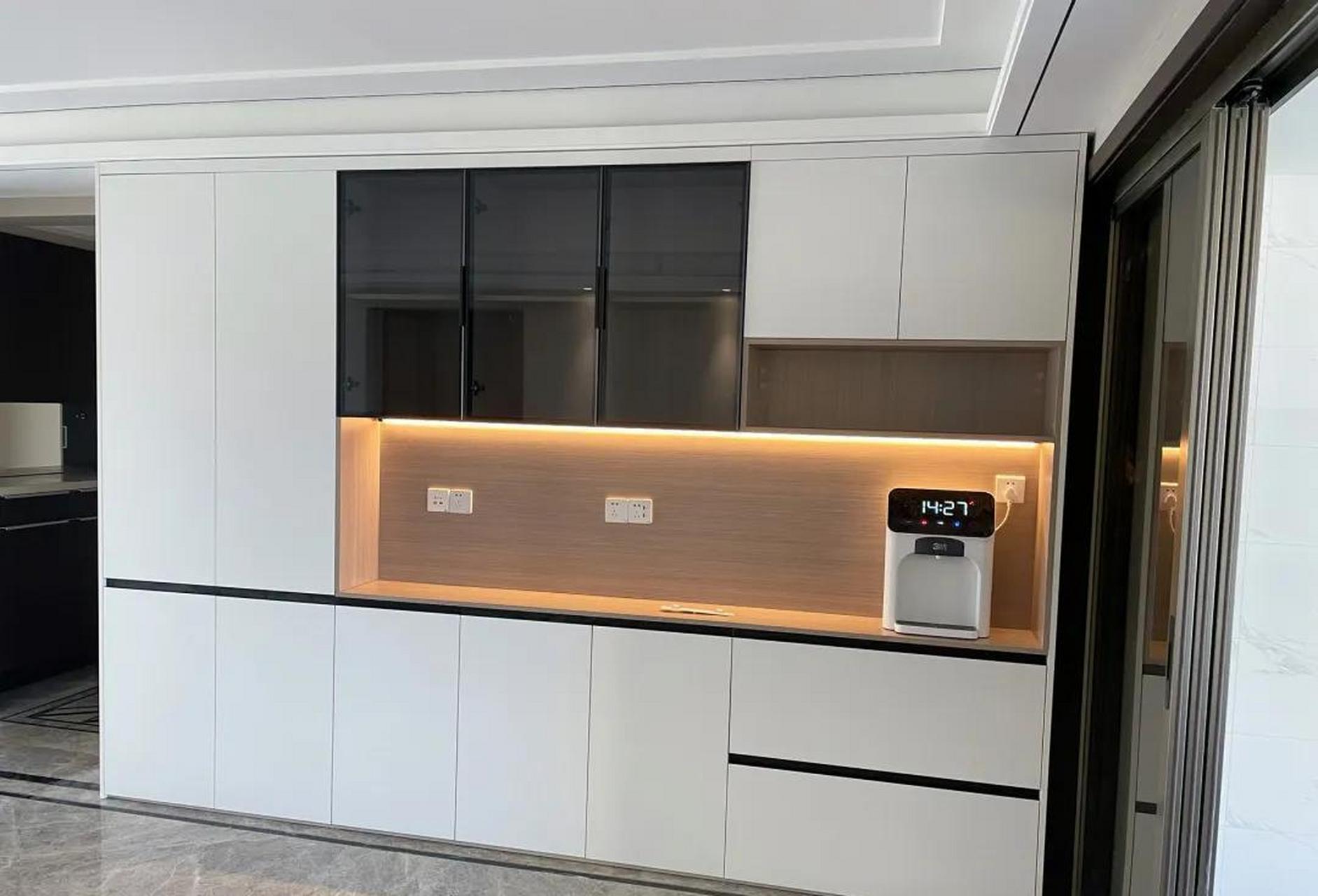 水吧柜,算成功吧||| 柜子图带灯真的特别好看, 你家也要设计上 效果