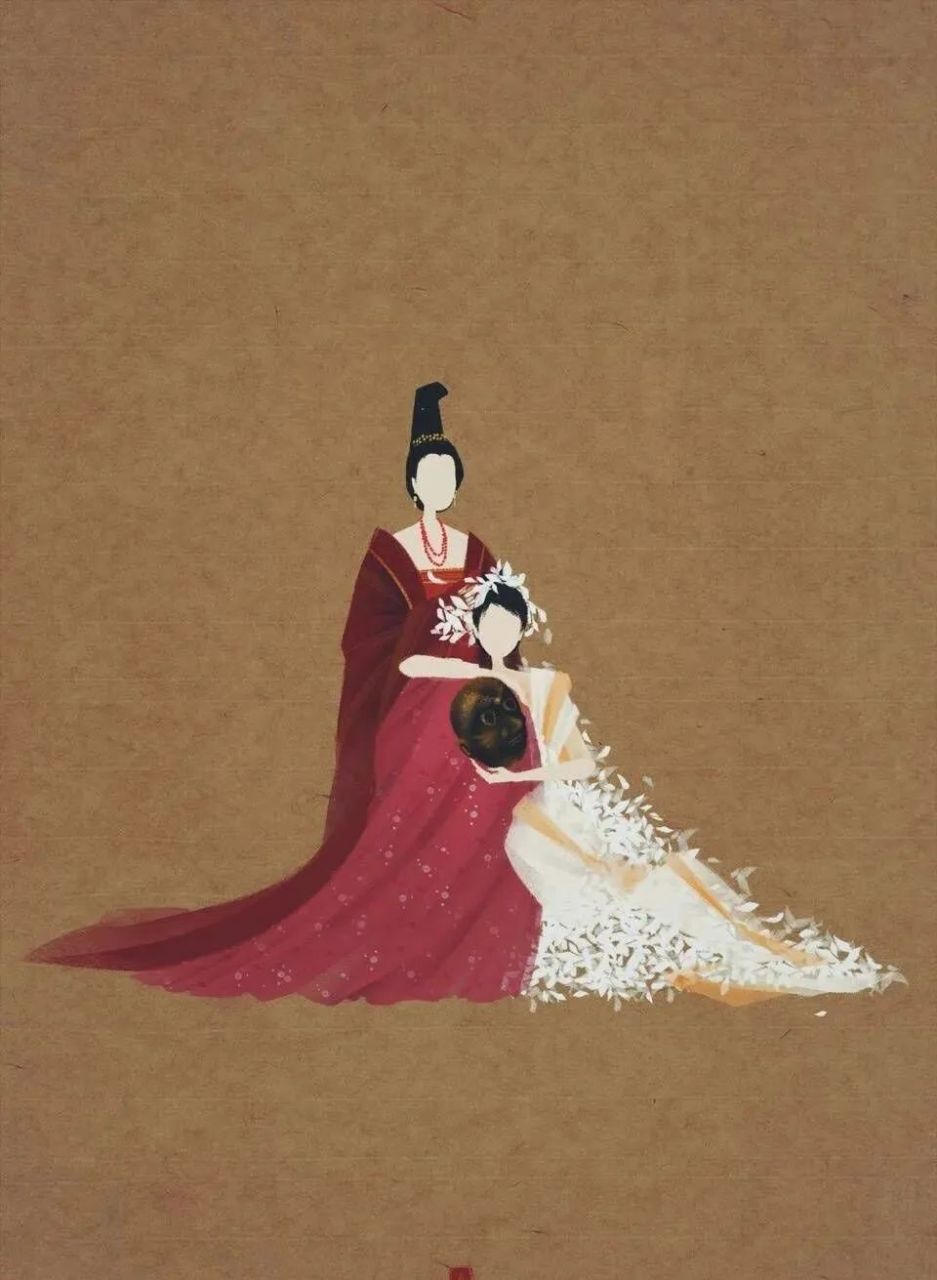 呼葱觅蒜的古风插画,虽然没有脸,但环境氛围绝佳.