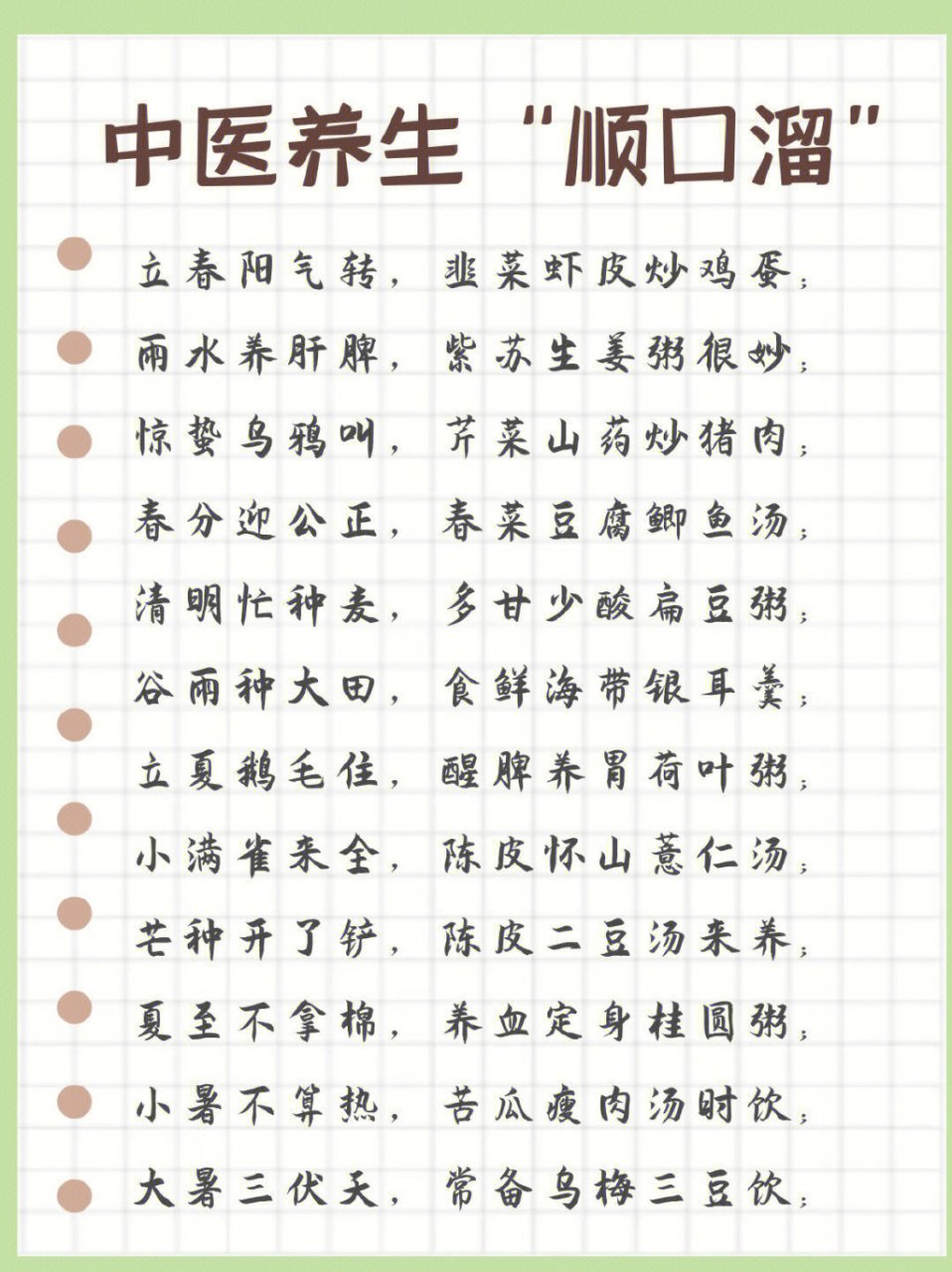 记住这些中医养生"顺口溜"非常实用的100条养生顺口溜 头要凉,脚要暖
