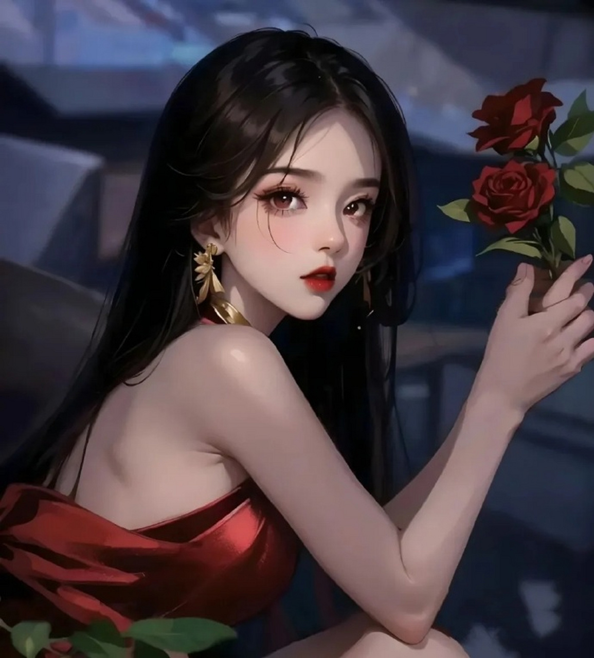 感性美丽玫瑰花少女头像 676767