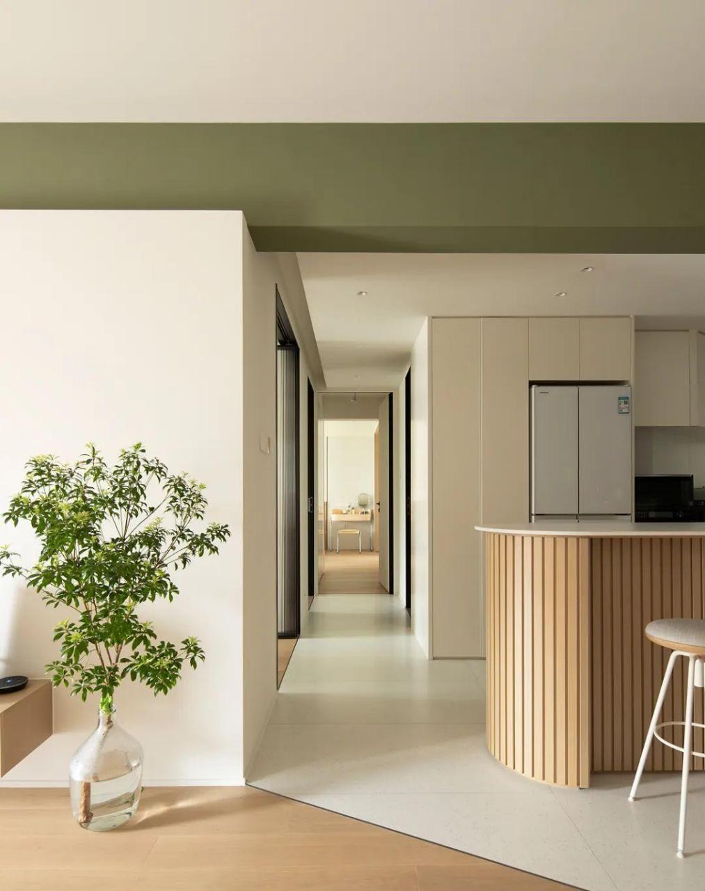 开放式中西分厨是亮点,牛油果绿打造半甜奶油风家居装修装修设计家居