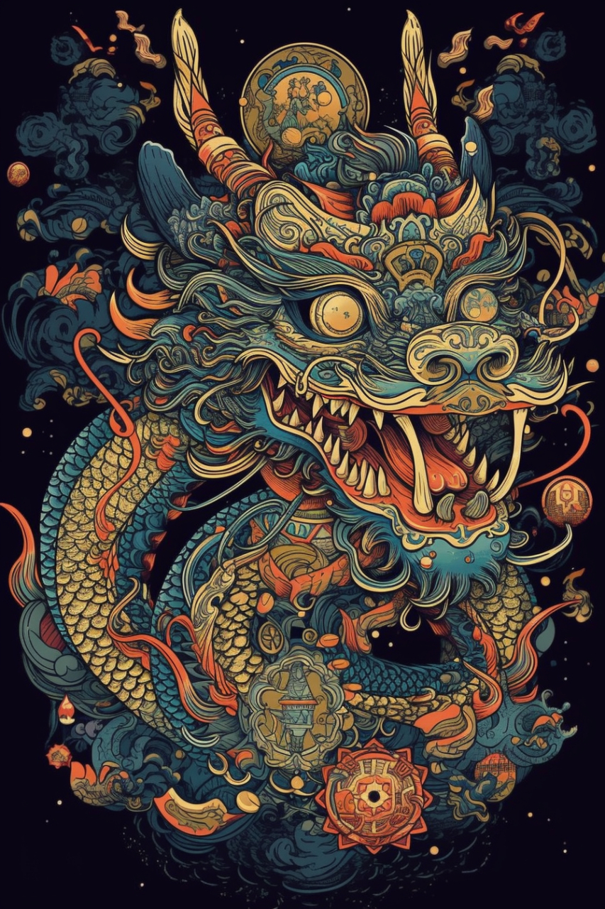 ai国潮之飞天风十二生肖兽首图 #国潮# #十二生肖# #ai绘画