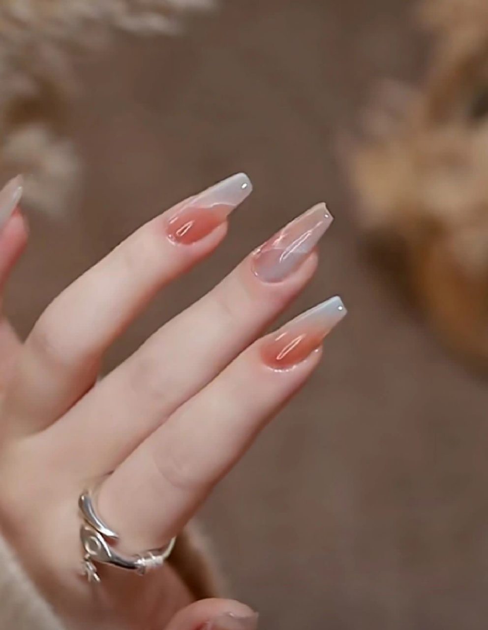 大理石纹二色渐变美甲    #新手作者专属任务#[开心]