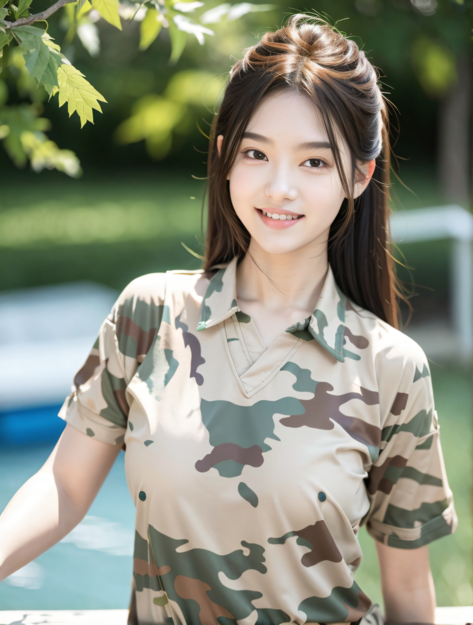 绝色美少女迷彩服写真照片,漂亮小姐姐高清摄影艺术照#养眼美女