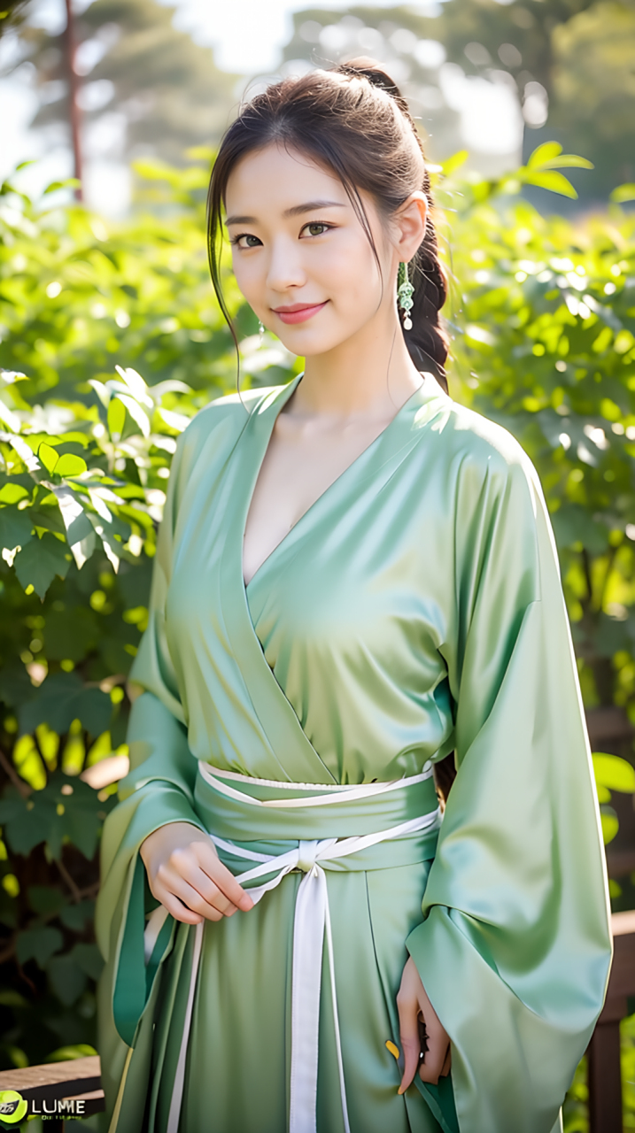 ai美女-甜美气质的绿衣女子(3)#美女# #养眼美女