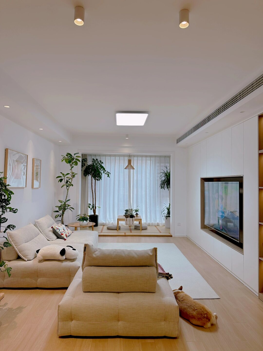 客厅装满墙电视柜后悔了