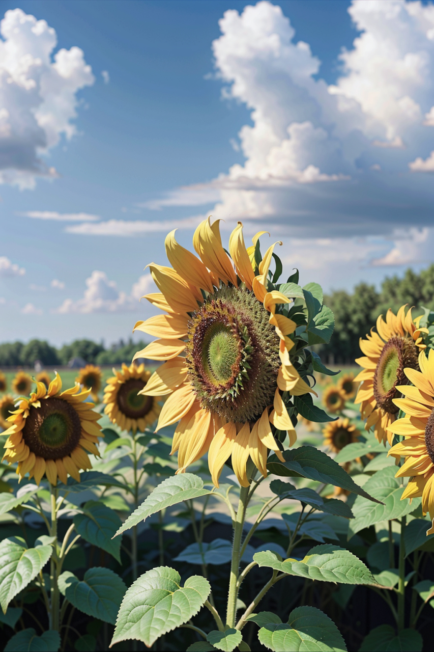 向日葵是一种非常独特的植物,以其向着太阳生长的习惯和鲜艳的花朵而