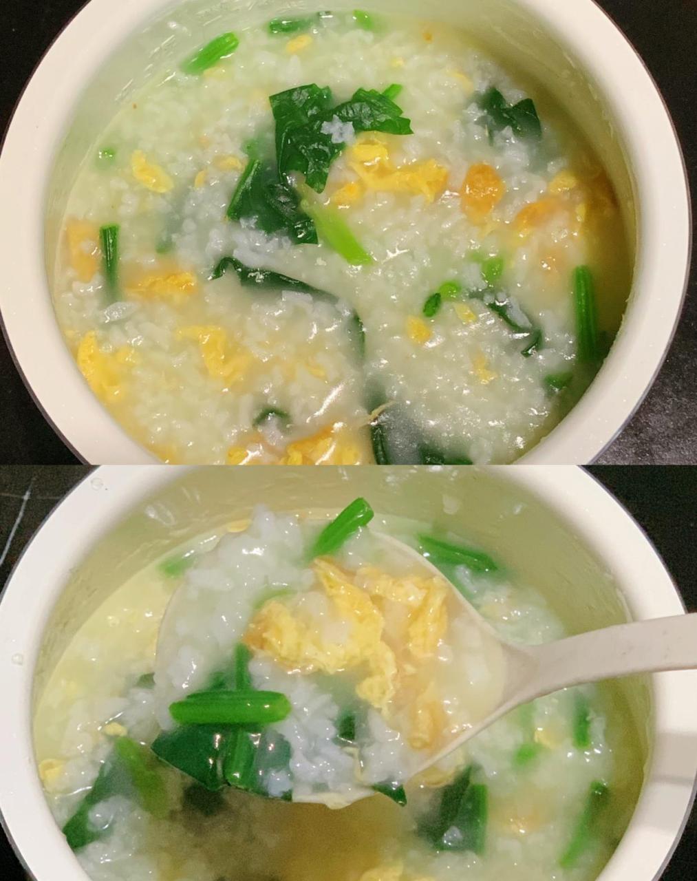 菠菜鸡蛋粥真的巨好喝,多少天早起都为了它[鸡蛋] 啦,又到了吃菠菜的