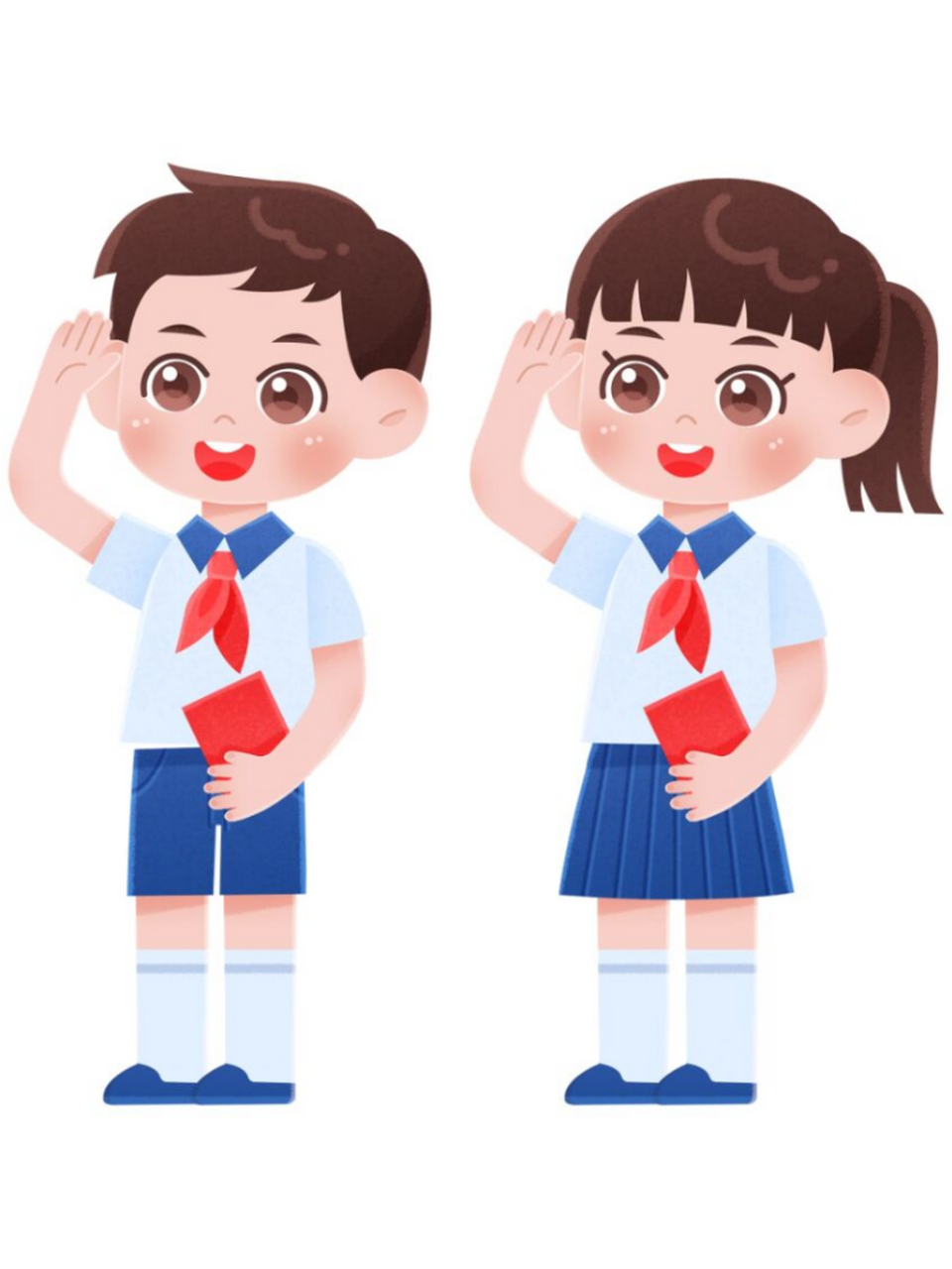 🎉🎉🎉 🔥卡通学生少先队员敬礼素材十一国庆节人物🔥 🎉
