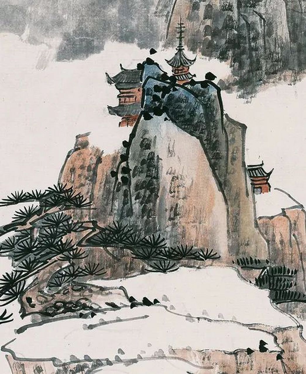 深山古寺国画图片