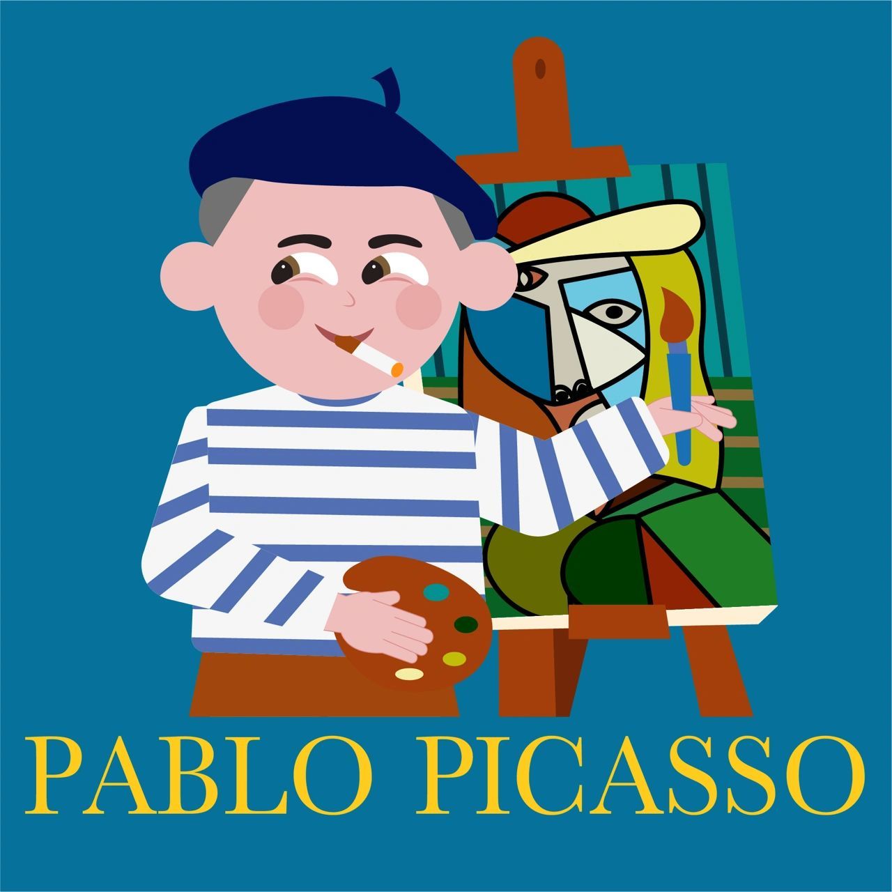 插画 | q版名人系列-毕加索 毕加索,西班牙画家,雕塑家,立体画派创始