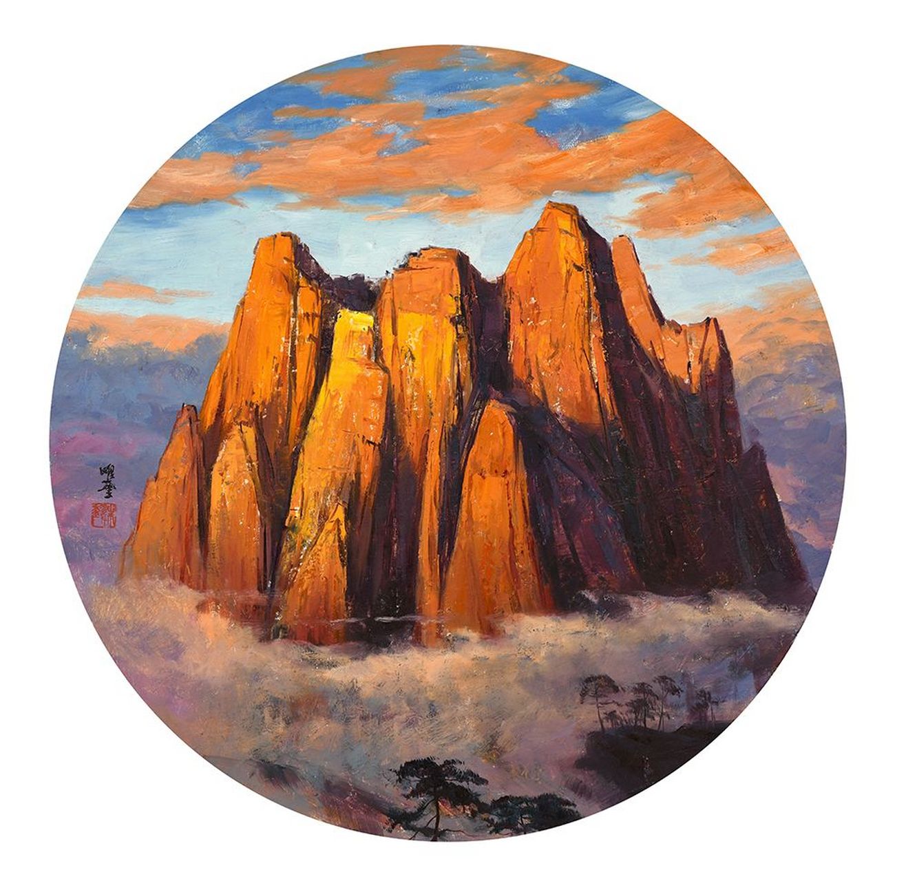 朱曜奎#作品赏析,情感细腻流畅,色彩鲜明灵动,构图大气磅礴,河山恍圹