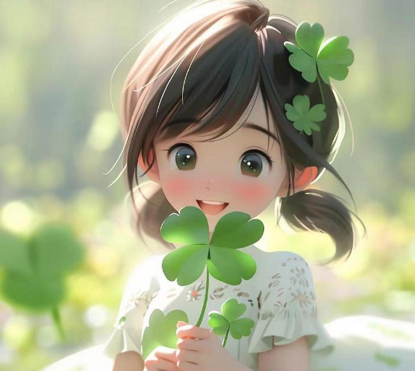 清透四叶草小可爱头像,笑容太治愈了92 #动漫头像和壁纸