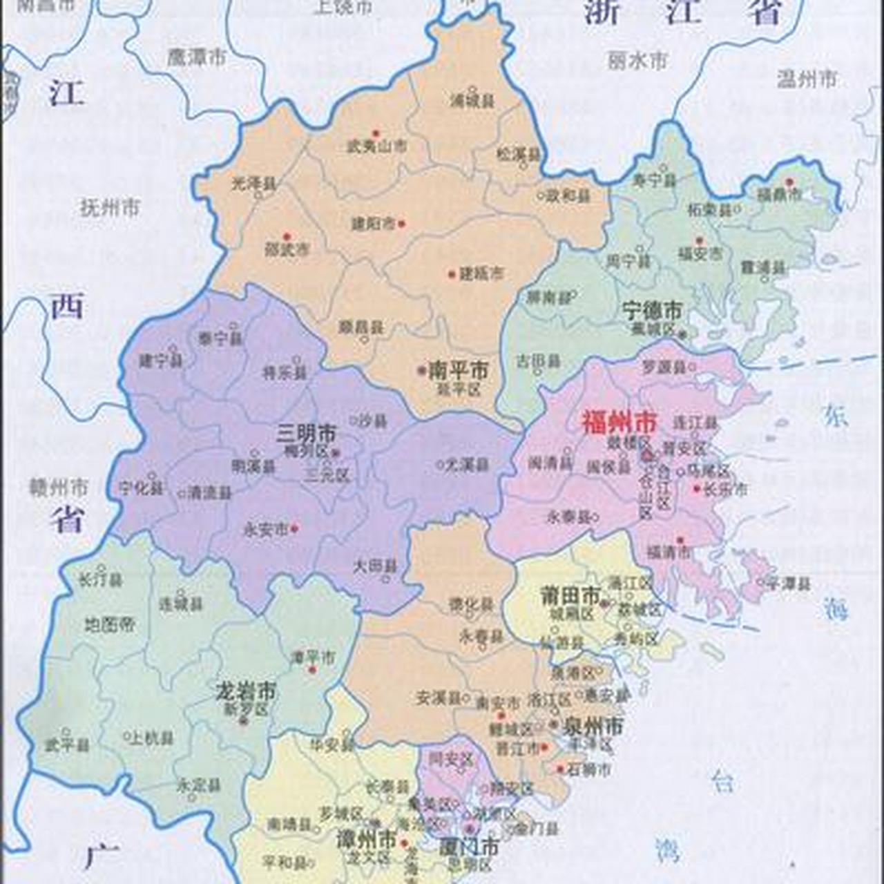 清朝时期的福建省地图,管辖范围比现在大多了.