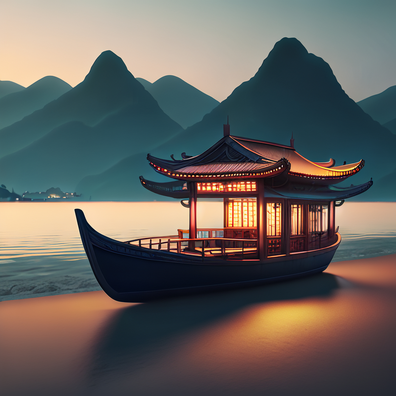 百度ai绘图黑科技#幻想艺术,红蓝双色光,古风绘画,中国风,描绘古蚀适