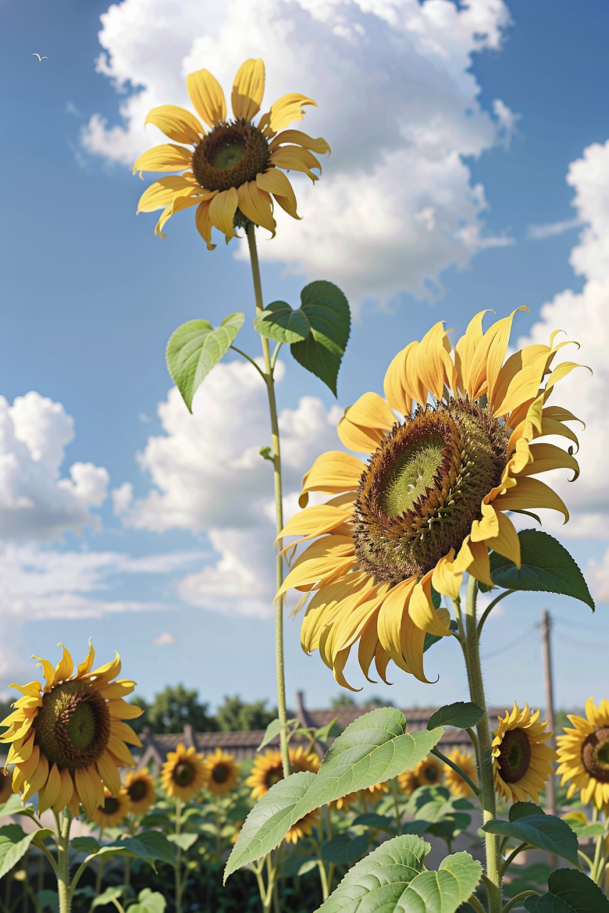 向日葵是一种非常独特的植物,以其向着太阳生长的习惯和鲜艳的花朵而