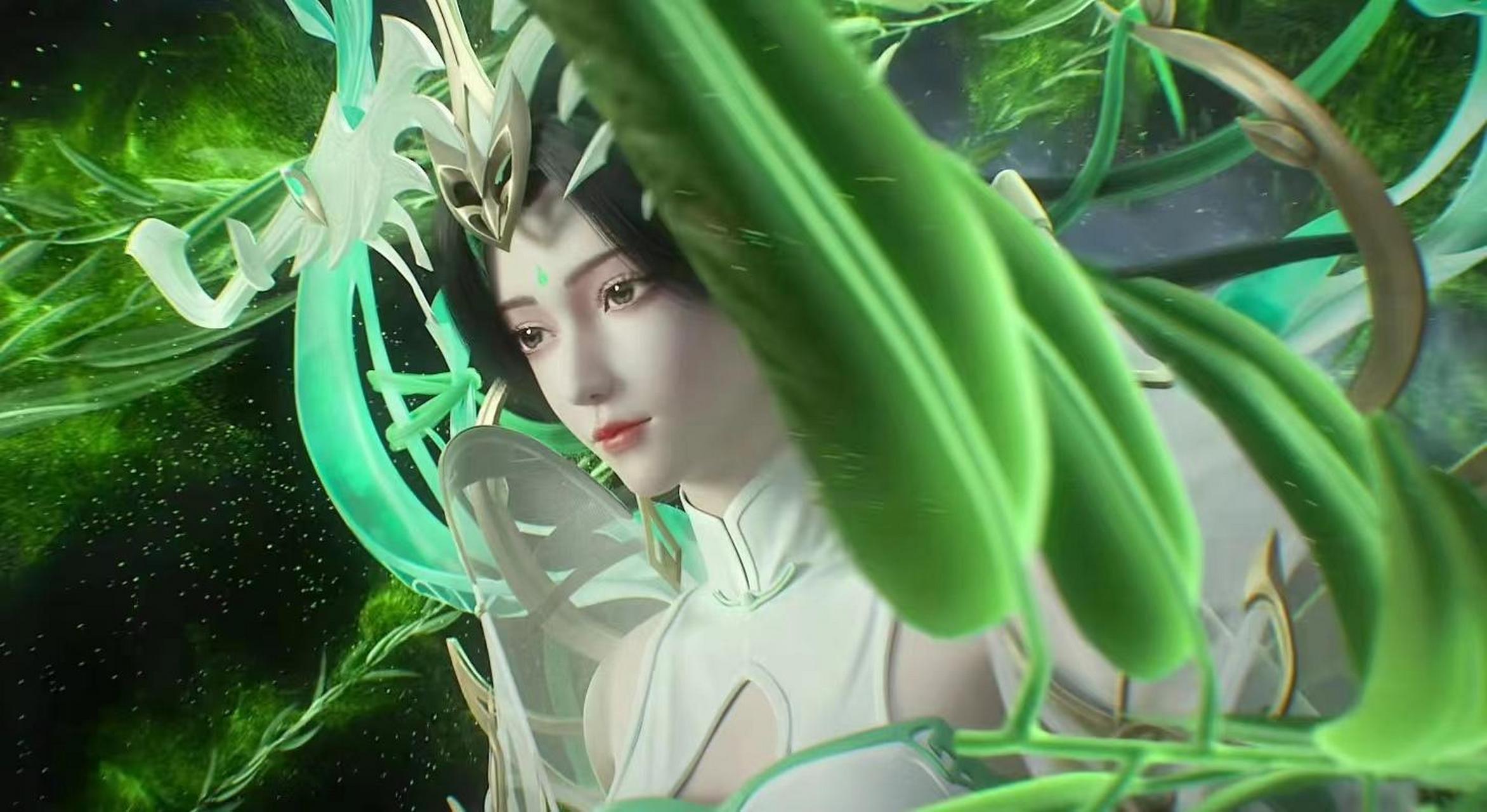 看着还是那么的美,也还是那么的有气势,柳叶环绕周身,洁白玉足不染