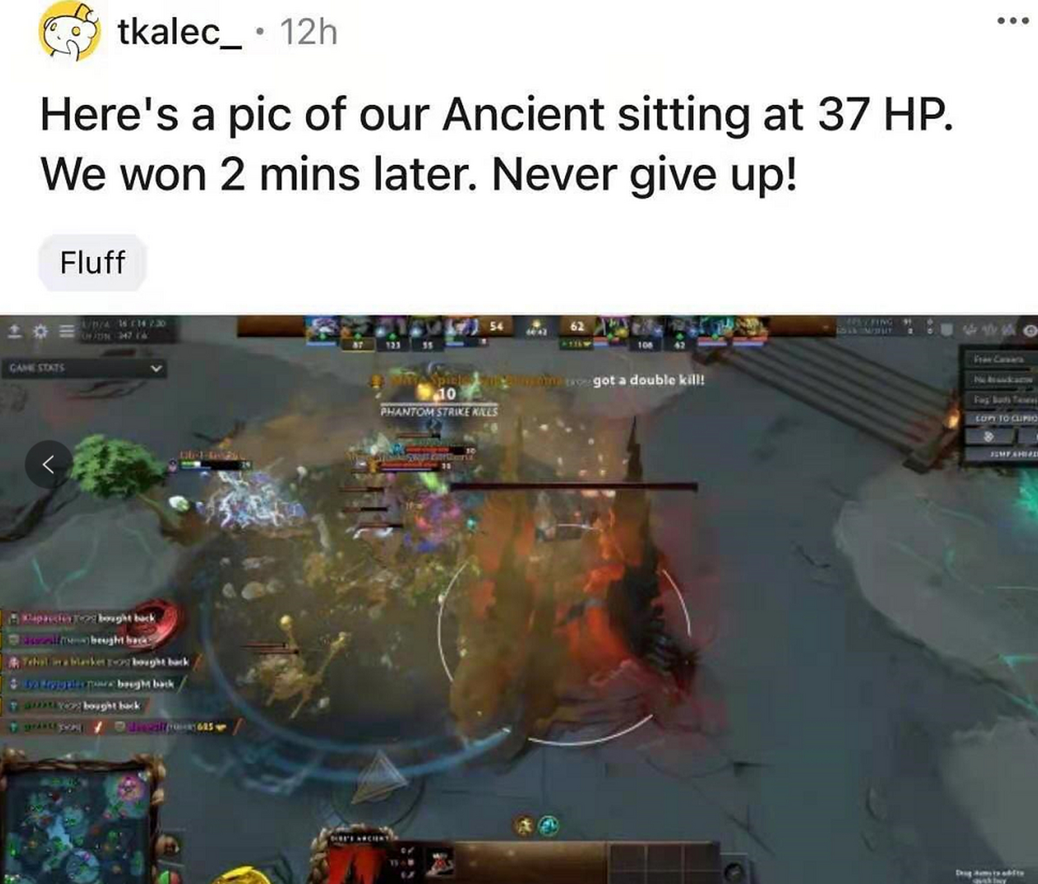 dota2惊现基地37血极限翻盘】 2月1日,国外dota2玩家"tkalec_"在论坛