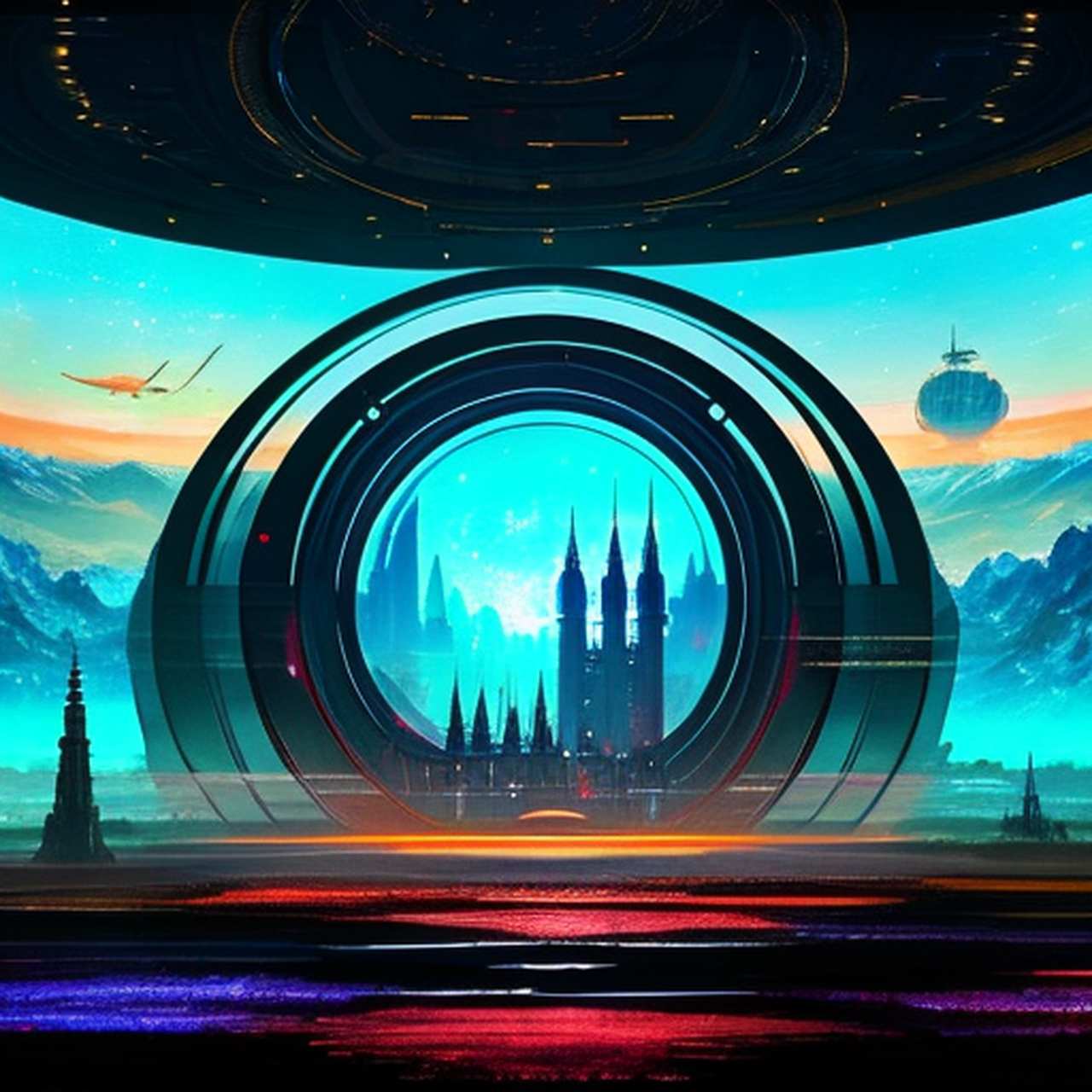 ai生成的有外星生物的地下城堡,科技感满满呀.#mst# #ai绘画# #ai