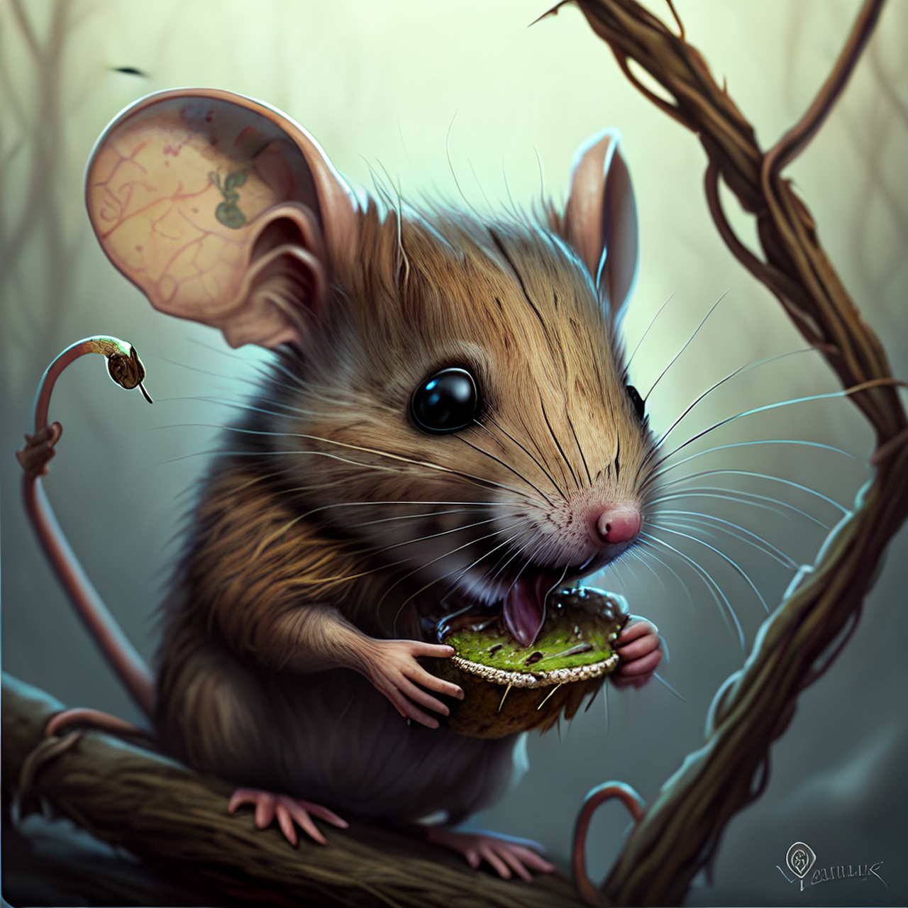 饿鼠齧枯藤,冻蝇栖琐闼.中国风,优美,淡雅#百度ai绘图黑科技