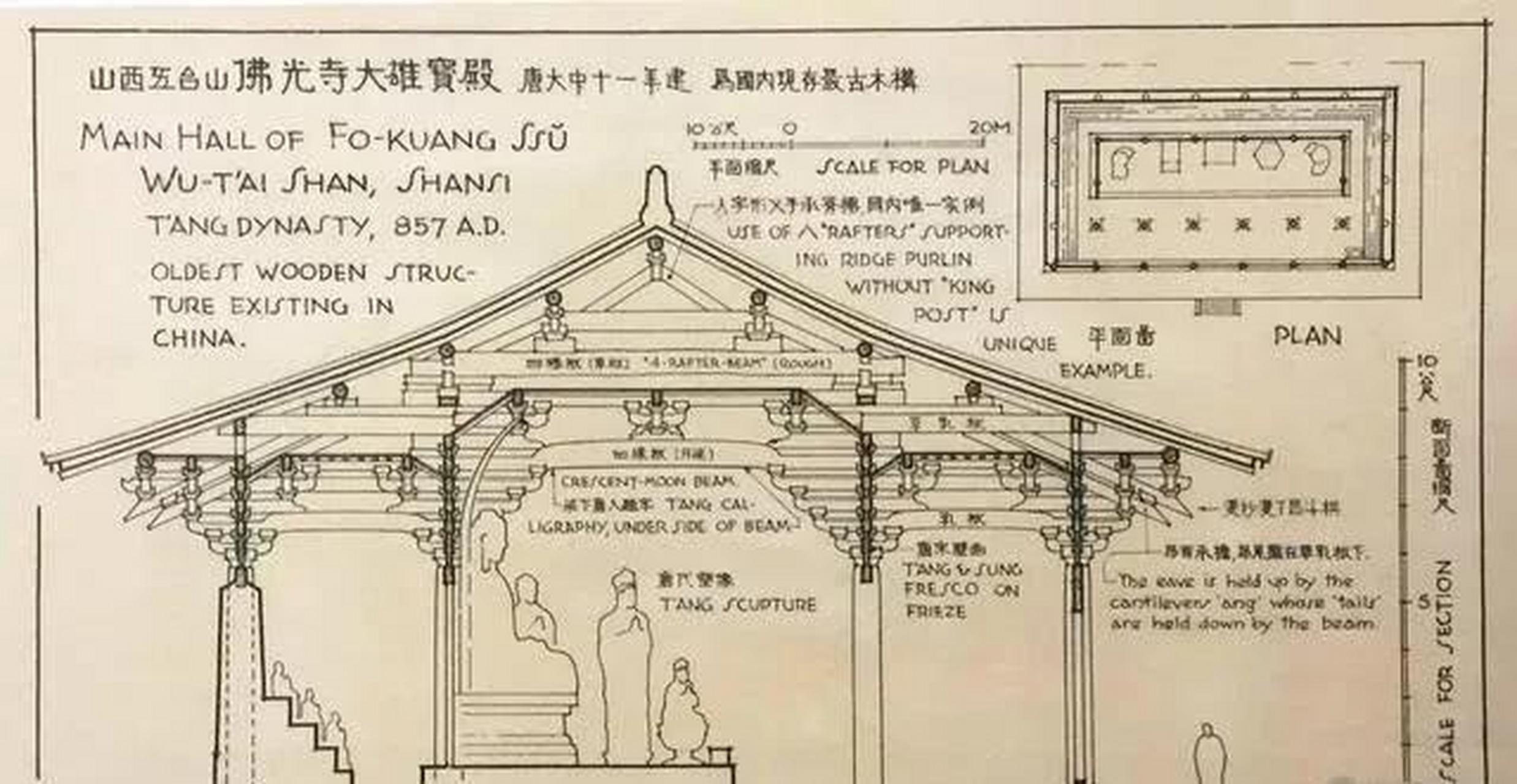 #领动计划 建筑大师梁思成的古建筑手绘稿:当时没有cad,但精美程度却