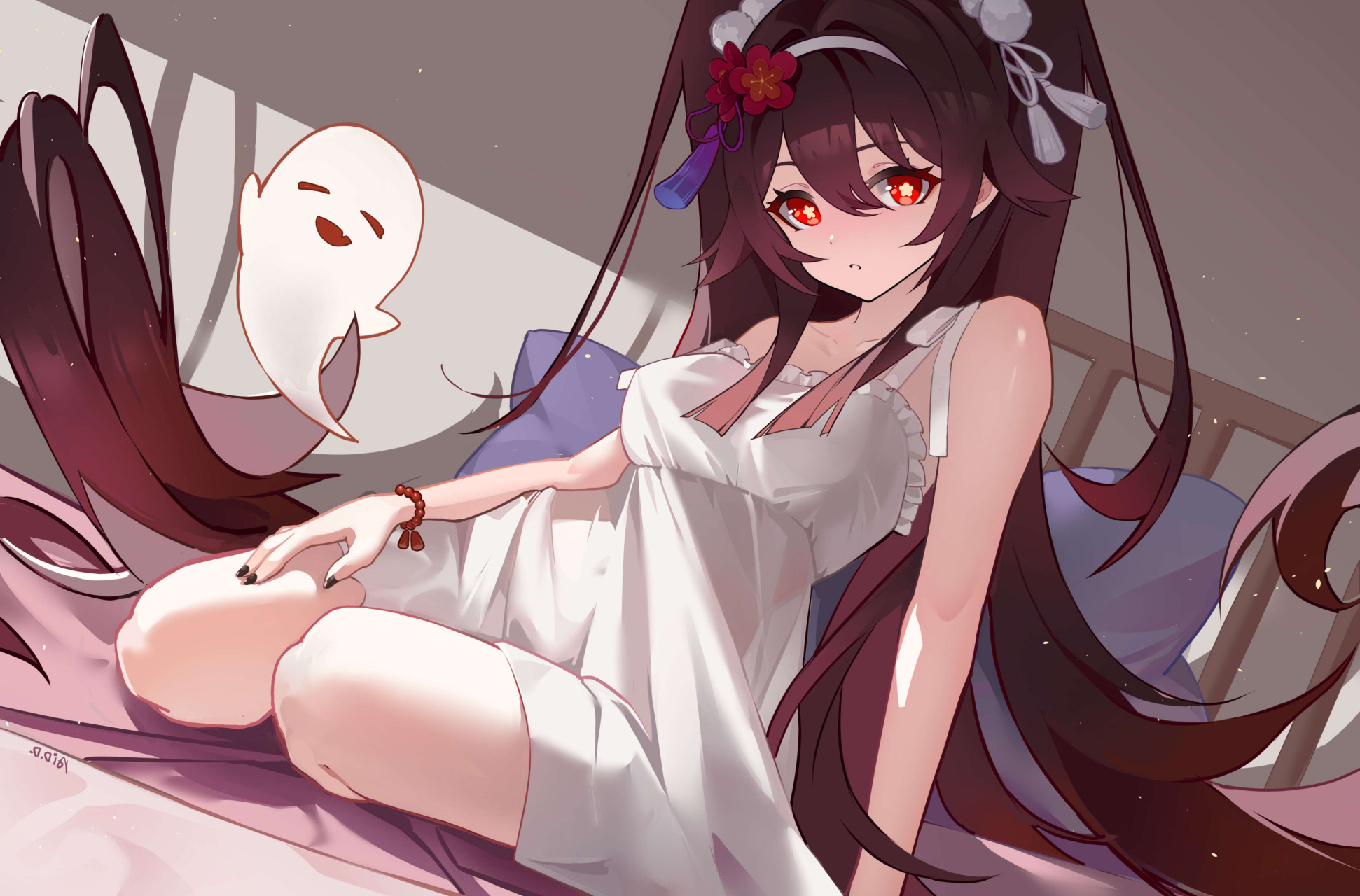 画师:爱东东不爱吃生肉 #原神# 胡桃:做饭累了,休息下一下.