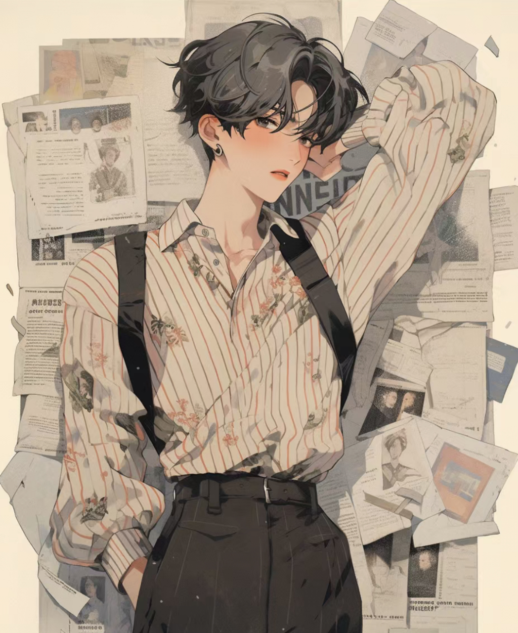 复古港风手帐拼贴|随性系列#动漫头像和壁纸#  敞开第二颗纽扣,随性又