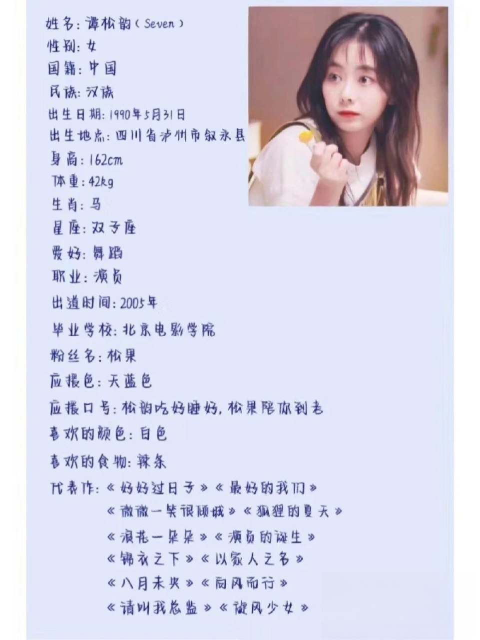 明星简介(谭松韵)