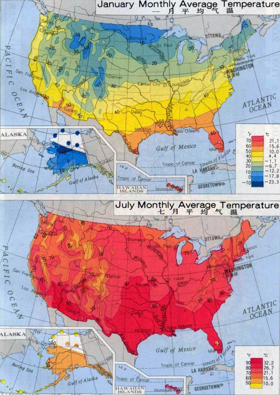 美国气候类型分布地图图片
