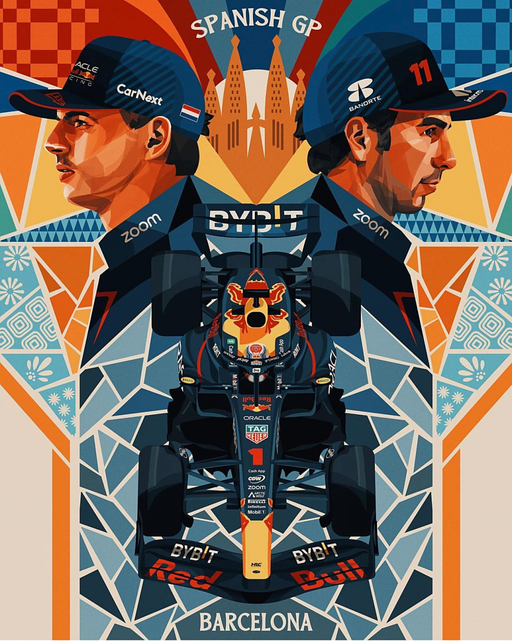 2023西班牙站~红牛车队海报,很红牛风 2023f1西班牙大奖赛   f1  car