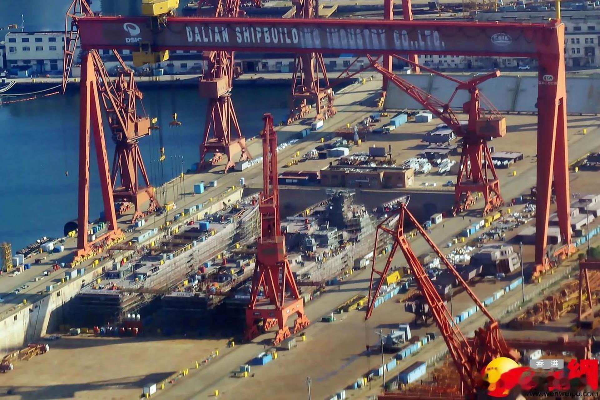 大连造船厂一坞5舰最新进度曝光.