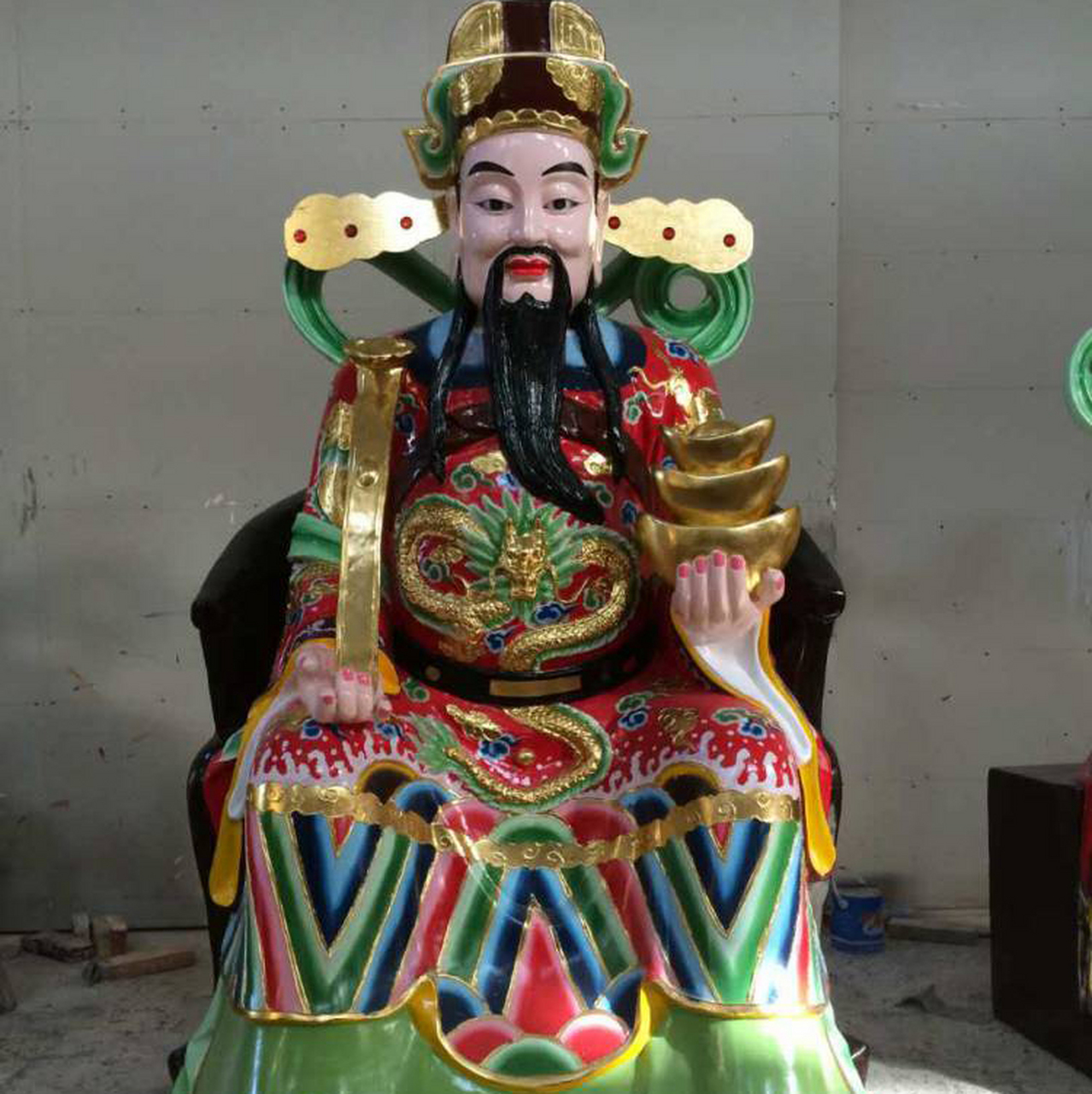 铜财神摆件 彩绘铜财神 黄铜财神 可来图定制