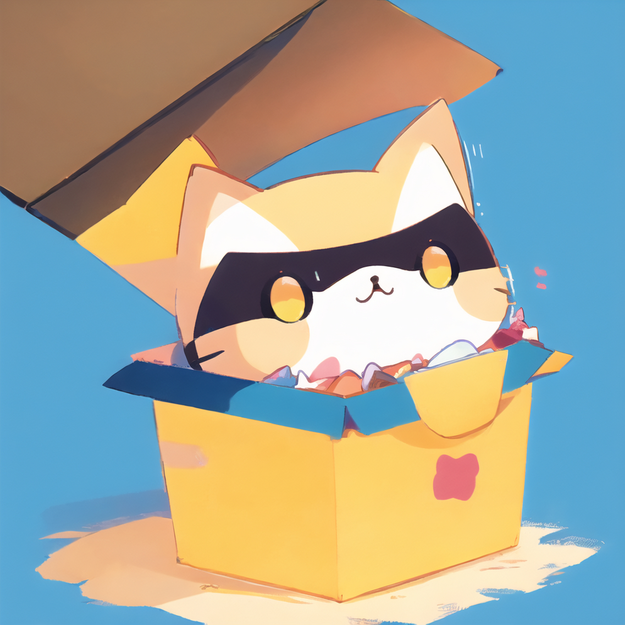 小猫探头箱半掩, 萌态可掬惹人怜.  #百度秋冬打卡挑战赛