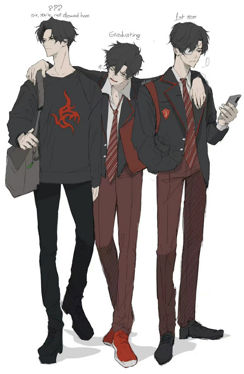 现代校园版 墨 家 三兄弟[三哈](twi:nohc__ 676767) #经典动漫