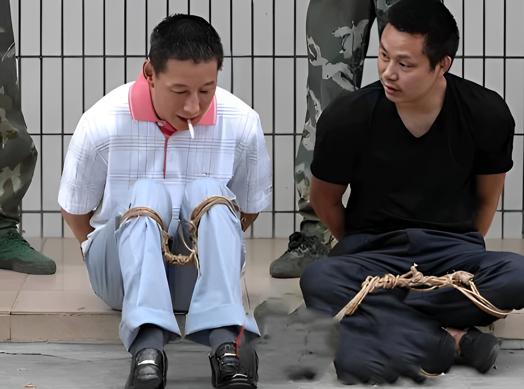 2008年,执行死刑前的毒贩海口第一看守所,因为双手被反绑在背后,在