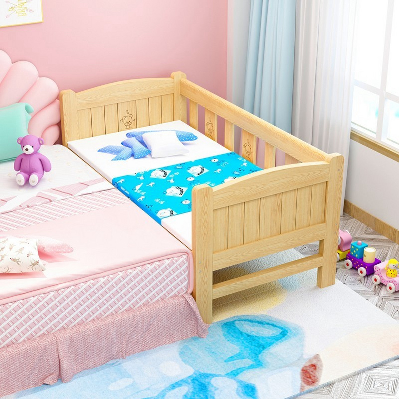 木牛人实木儿童拼接床婴儿床宝宝小床边床加宽床婴儿拼接大床 三面