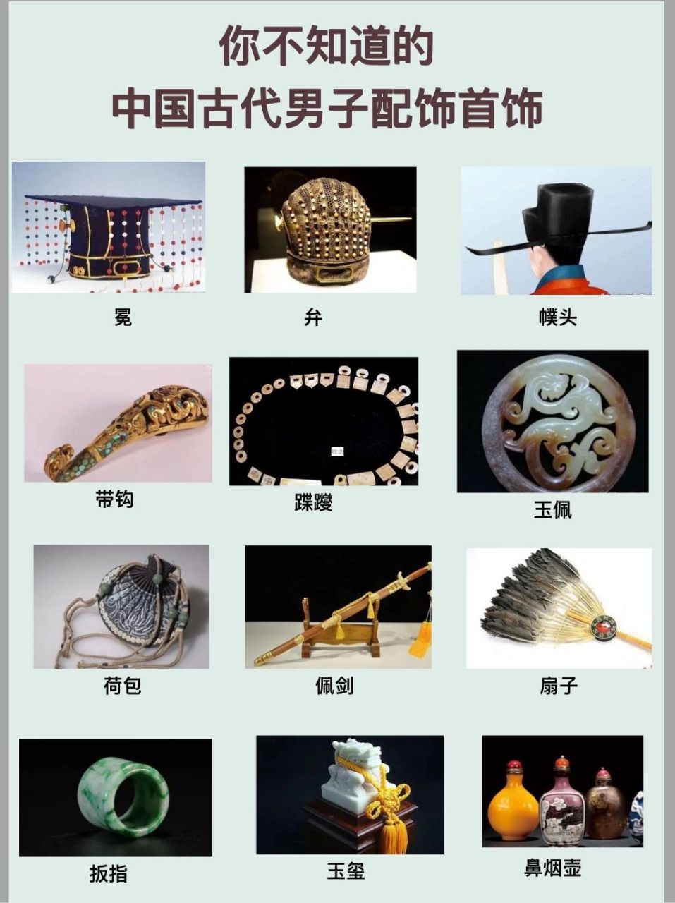 谁能想到,这中国古代男性配饰也不少
