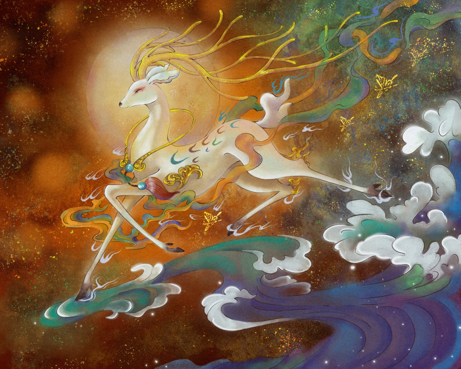 九色鹿的绘画过程  发一个九色鹿的绘画过程