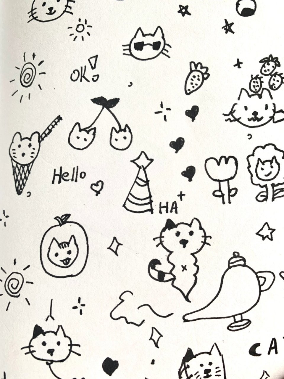 简笔画 | 手帐素材 动物小猫