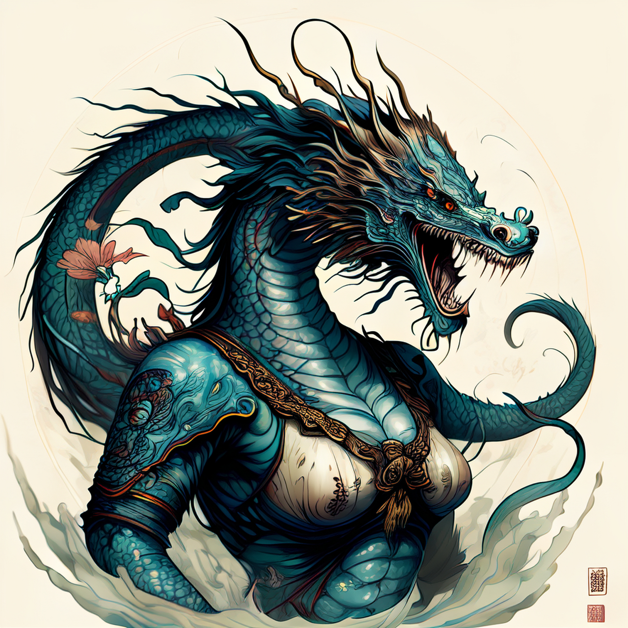 胸中莫可渚涯窥,笔下时作蛟龙吼.画风,淡雅,缥缈#百度文心一言来了#