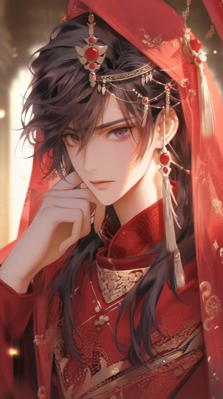 红衣邪魅古风男插画壁纸 ,这是不是你心中的小说男主脸?
