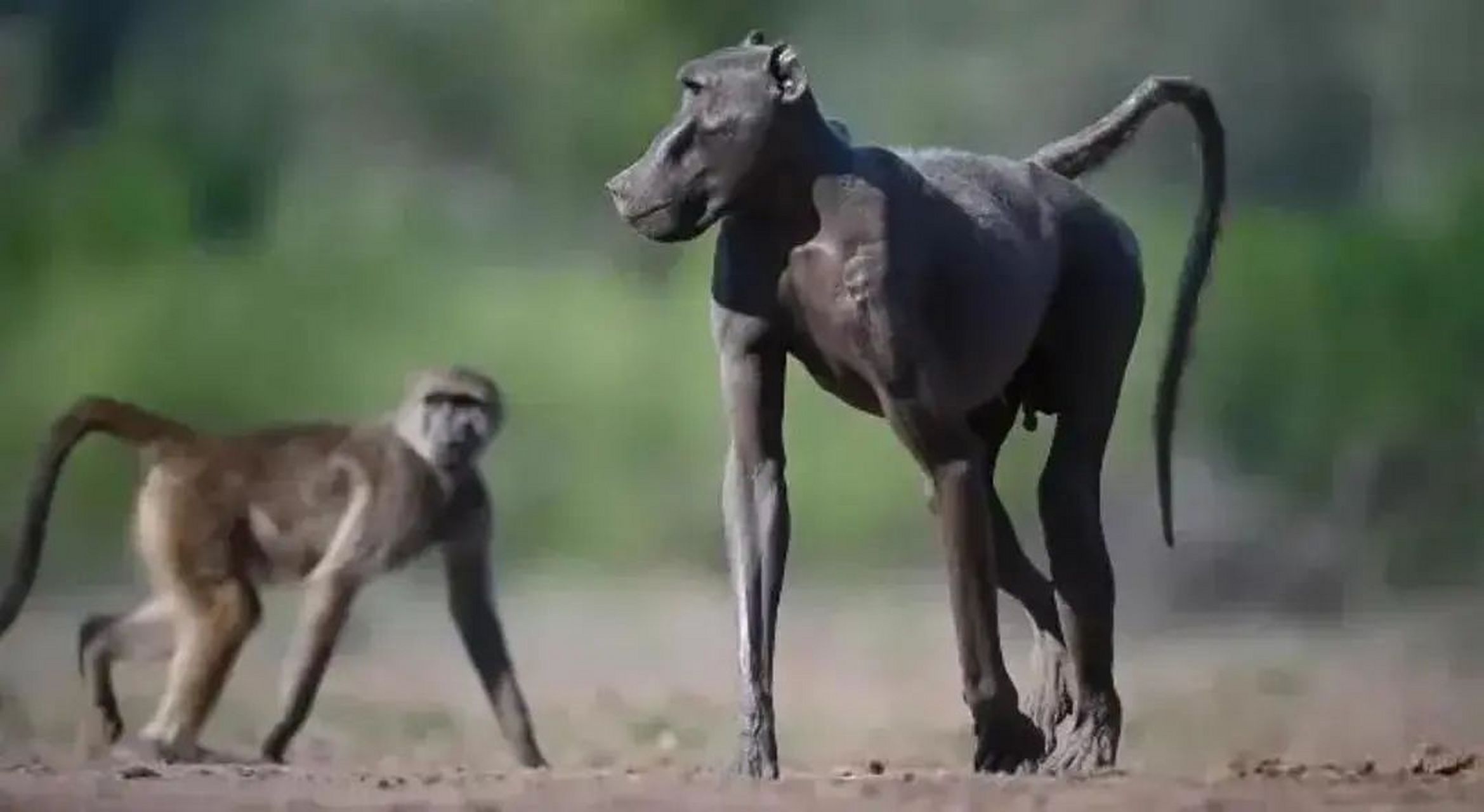 无毛狒狒,看起来更健壮.