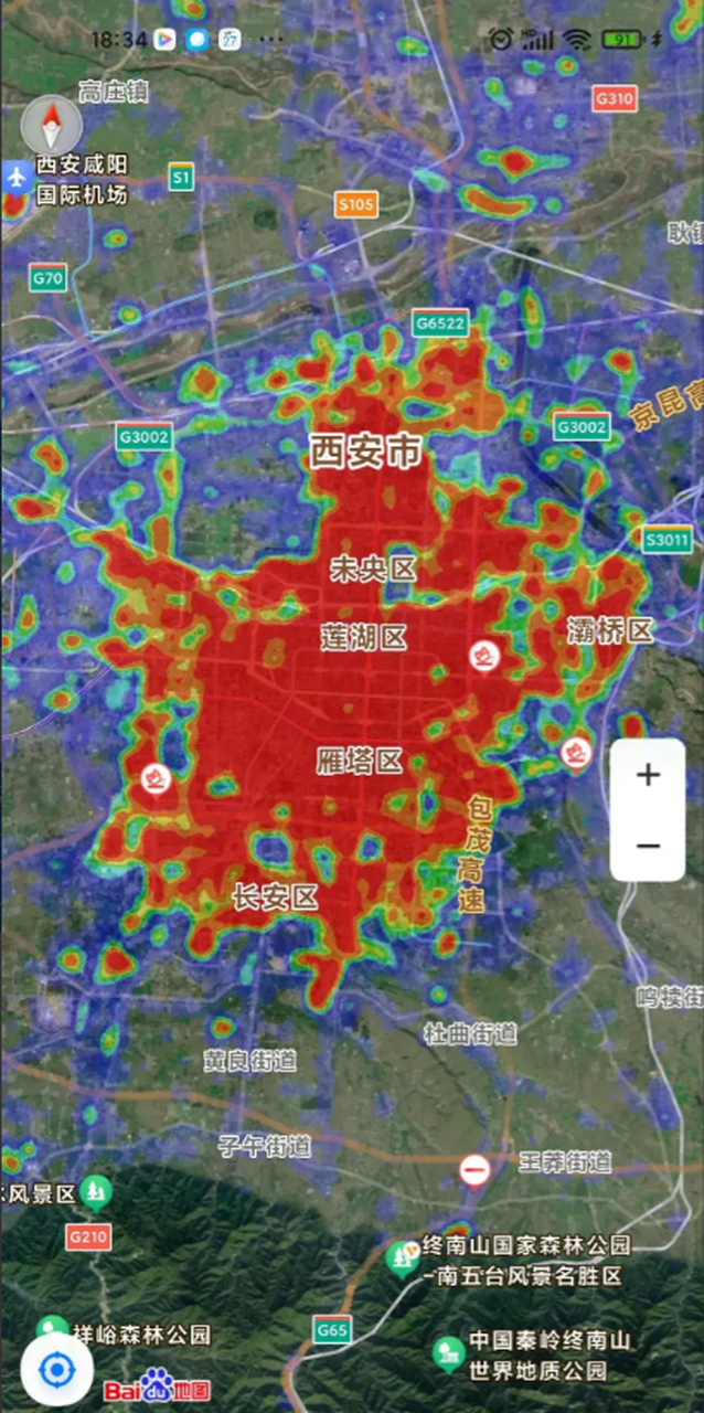 同比例下的西安和郑州热力图对比!