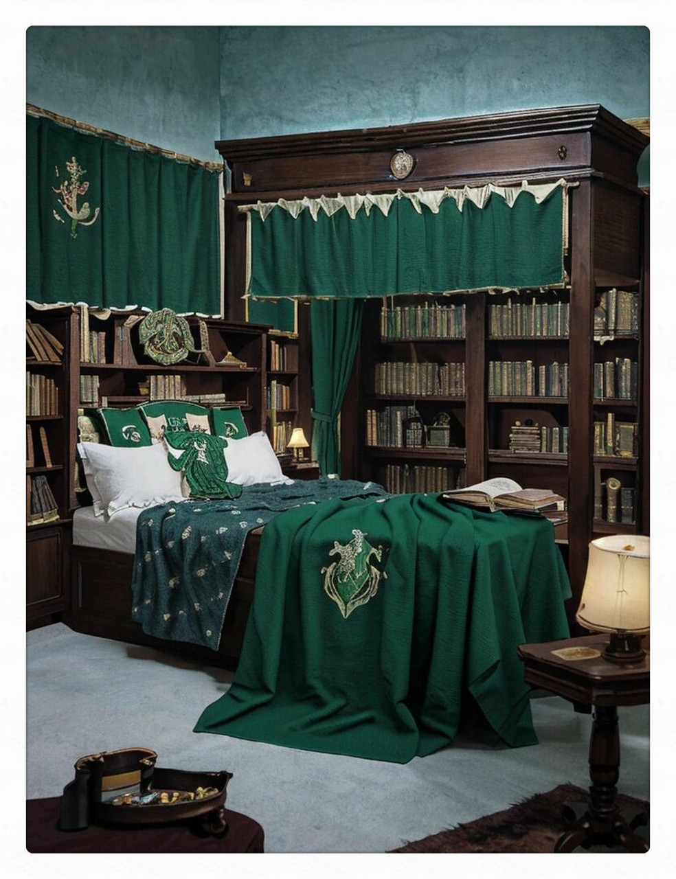 斯莱特林寝室  在神秘的斯莱特林寝室,散发着令人着迷的氛围.